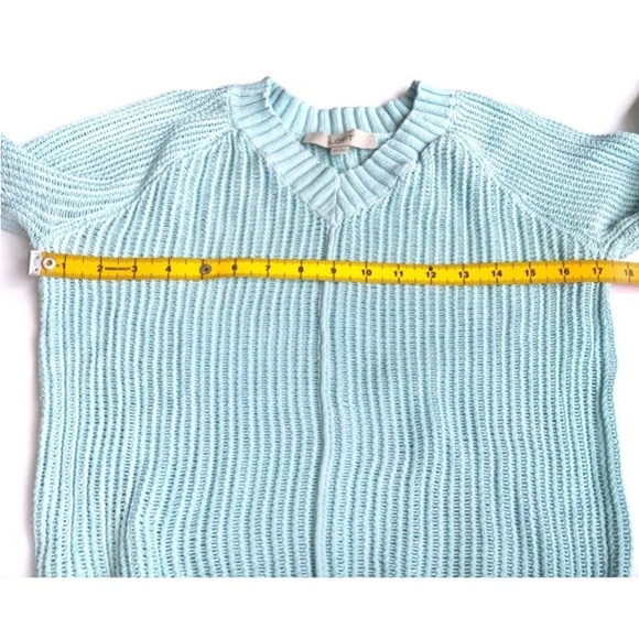 Loft XS Turquoise Teal Summer Knit V-Neck Cotton Sweater Vneck - Picture 3 of 5